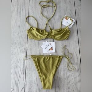 Janthee,2 piece bikini, color-pistachio , top - (M) & bottom (S)